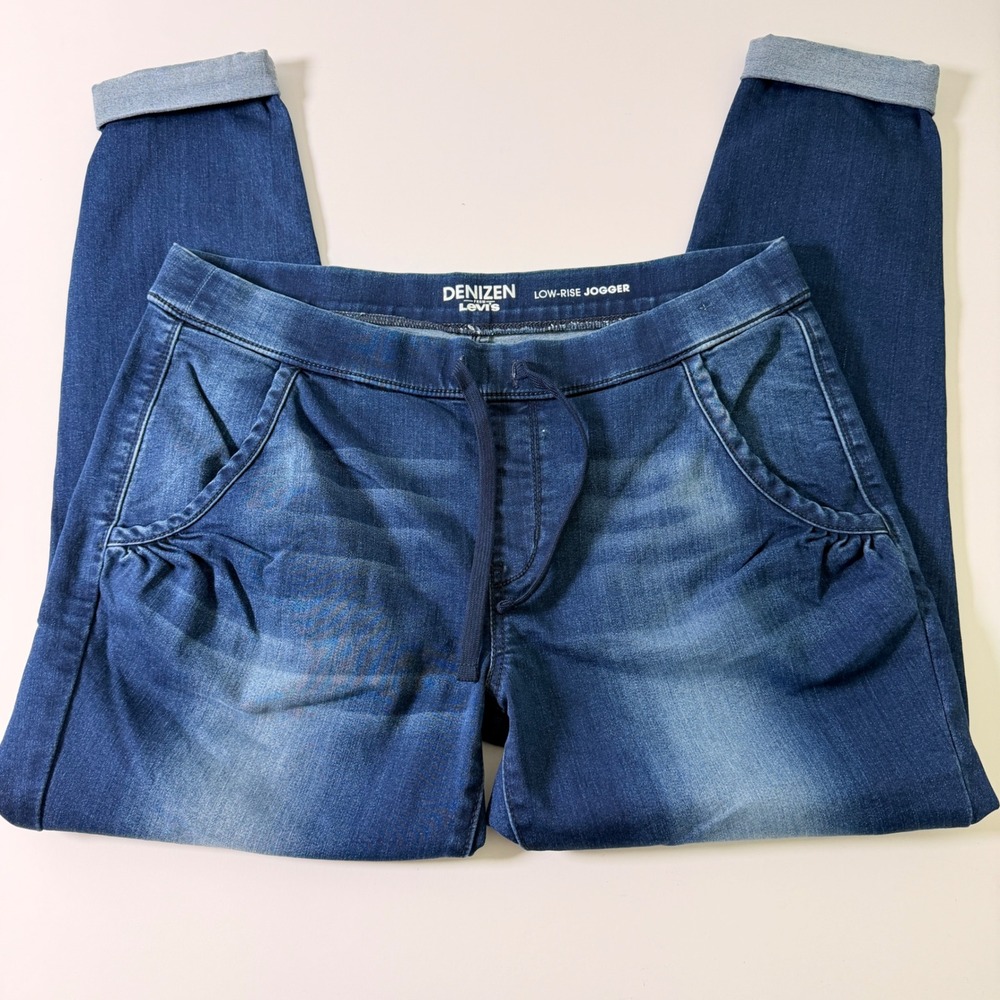 Denizen from Levis Womens Low Rise Jogger Jeans Medium Wash Blue Drawstring L